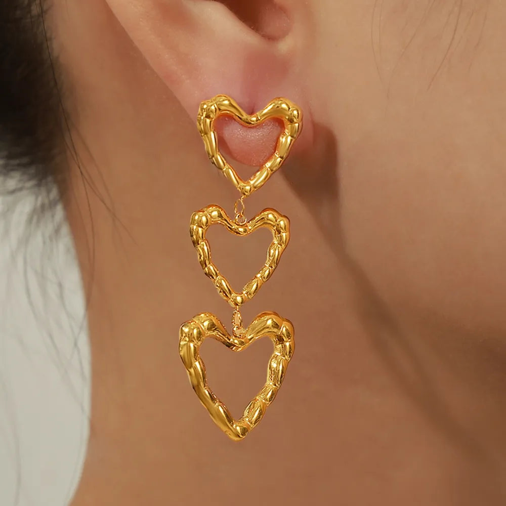 Gorgeous Gold or Silver Titanium Steel Heart Earrings ❤️ Great for Gifts !