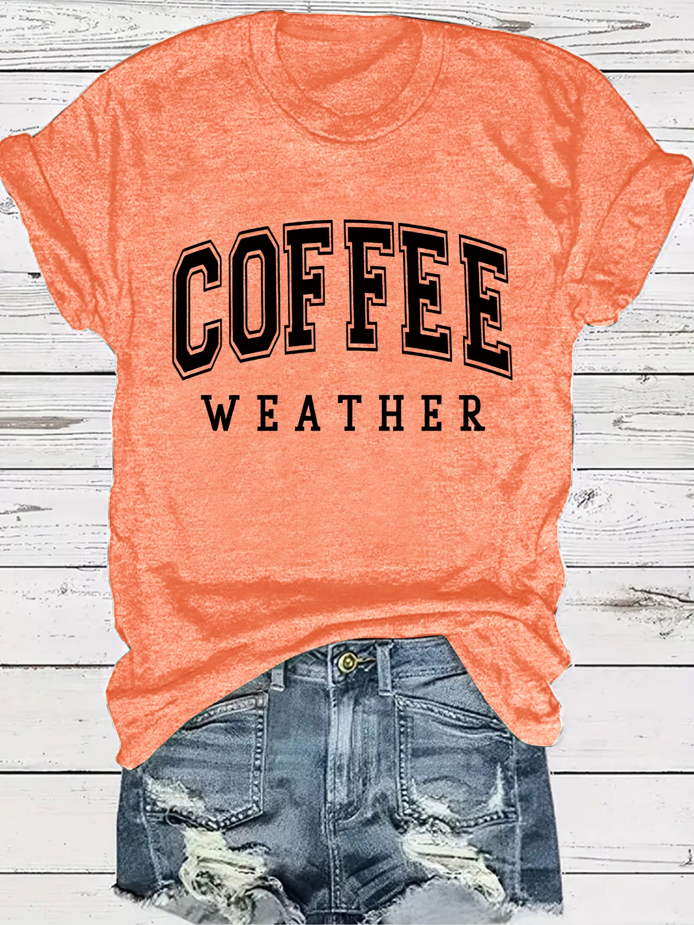 Hip COFFEE WEATHER Pattern ☕️ Short Sleeve T-shirt in Popular Colors 🌈 Maximize Savings, Grab 2 !