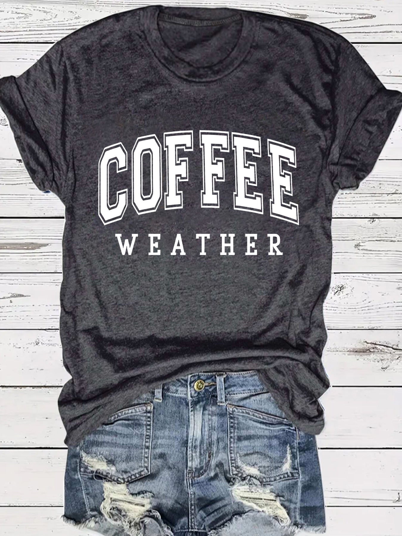 Hip COFFEE WEATHER Pattern ☕️ Short Sleeve T-shirt in Popular Colors 🌈 Maximize Savings, Grab 2 !