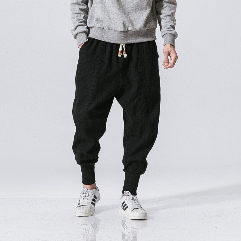 Men's Chic Sporty Linen House Pants with Crimped Leg Cuff - Grab 2 Colors while Supplies Last ! 🛍🏃‍♂️