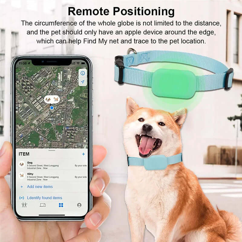 Real-Time GPS Pet Tracker - Long-Range Global Capability Waterproof Collar with Activity Alert, Compatible with Apple's Free Find My network