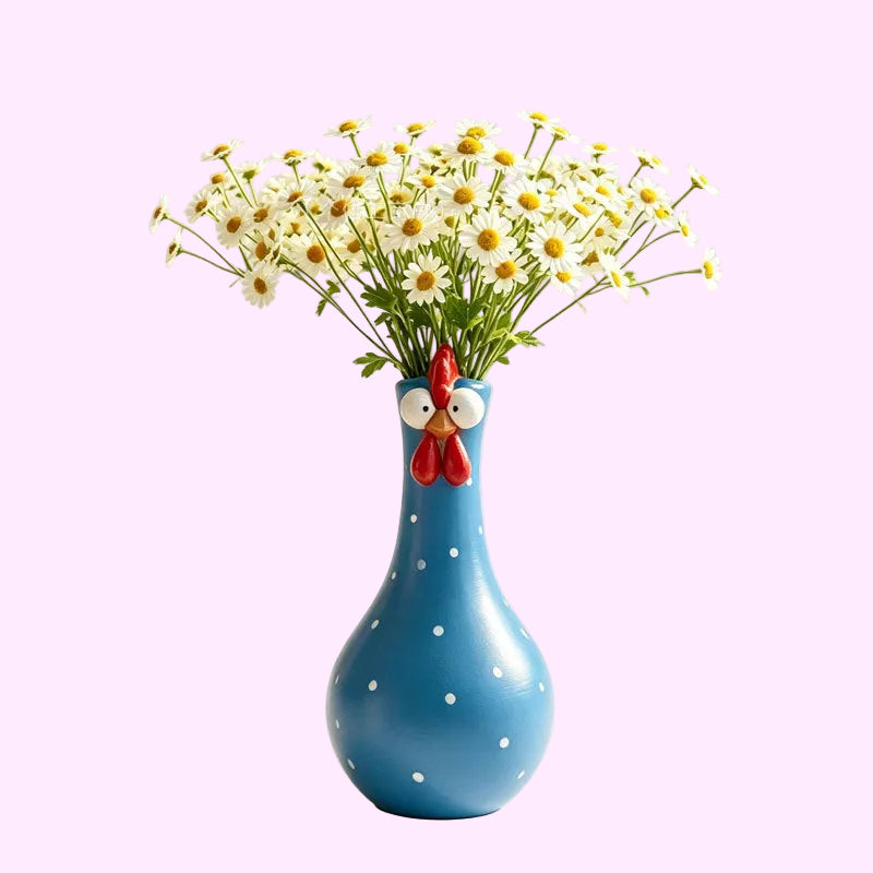 Humorous Waterproof Polka Dot Rooster Vase Decor 🐔