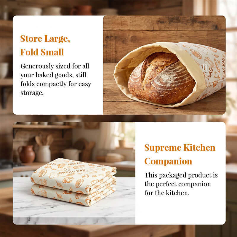 Popular Beeswax Bread Bags – Natural Beeswax-Lined Cotton Bags for Freezer & Fridge Storage 🍞