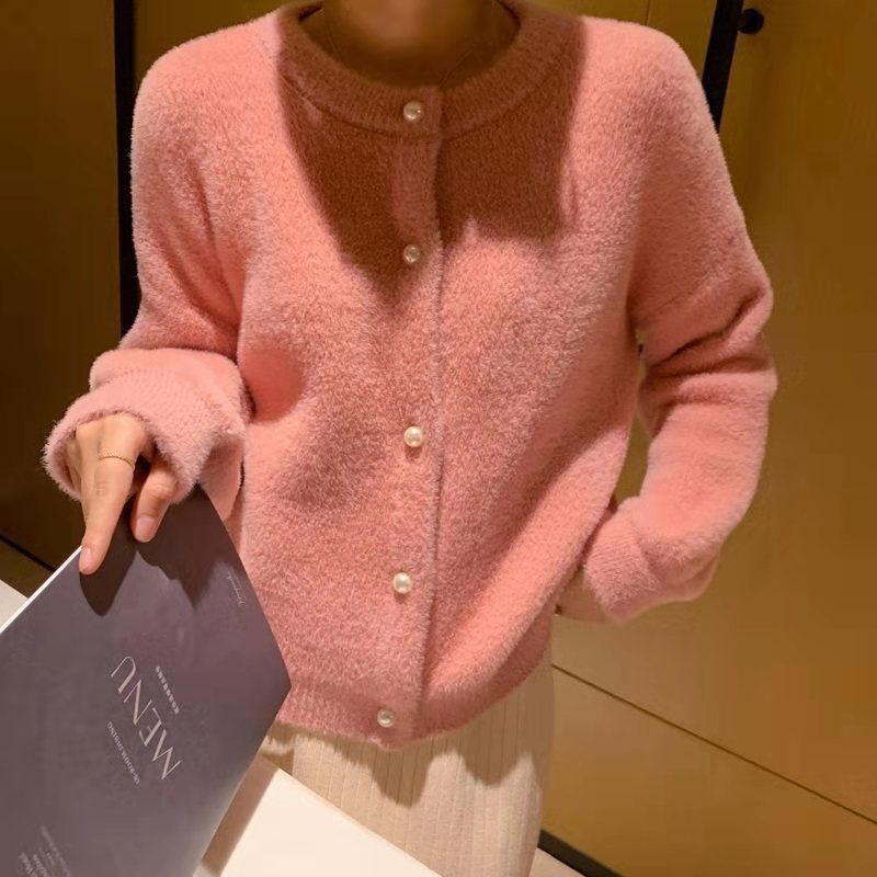 Faux Mink Fur Knit Cardigan Sweater for Women - Loose Fit, Soft and Cozy Button-Up ♨️