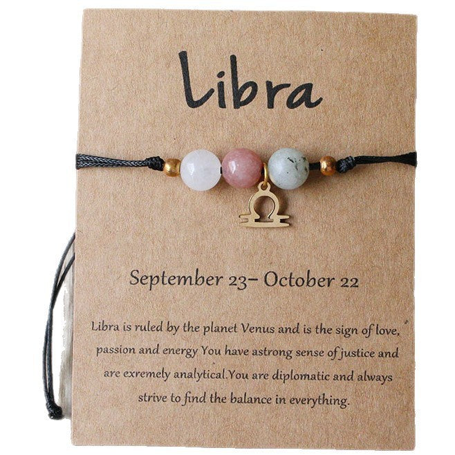 Super Cool Zodiac Beaded Bracelet - Natural Stone Beaded Tiger's Eye with Zodiac Picture Card 😎