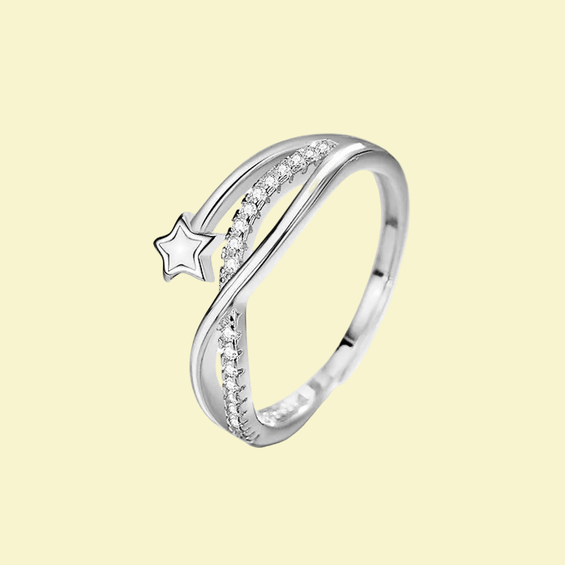 Women's Gorgeous Giftable Double-layered Star Ring 💝🌟 in White and Yellow Gold * Buy 2, Save More !
