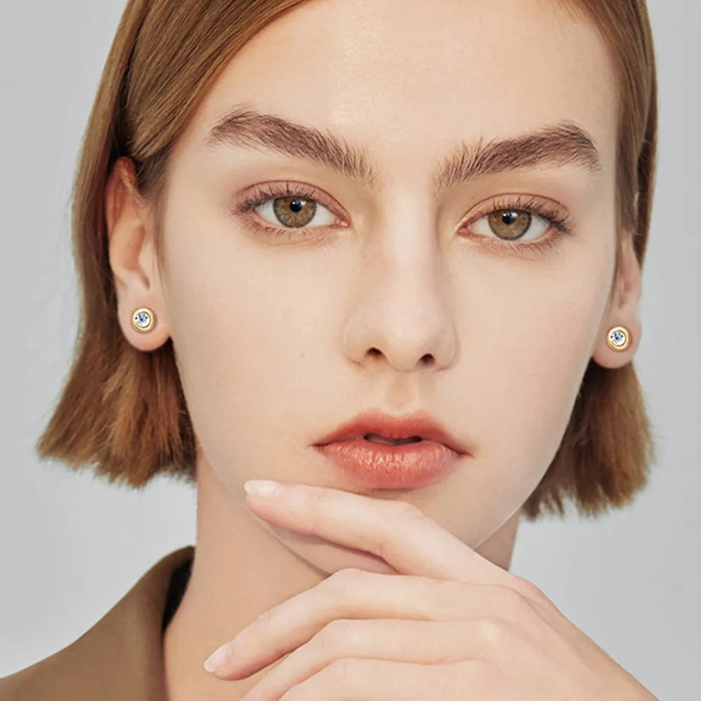 Elegant Moissanite 925 Gold and Sterling Silver Stud Earrings