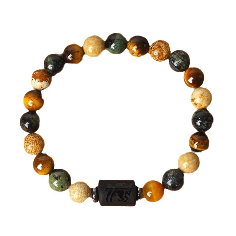 Super Cool Zodiac Beaded Bracelet - Natural Stone Beaded Tiger's Eye with Zodiac Picture Card 😎