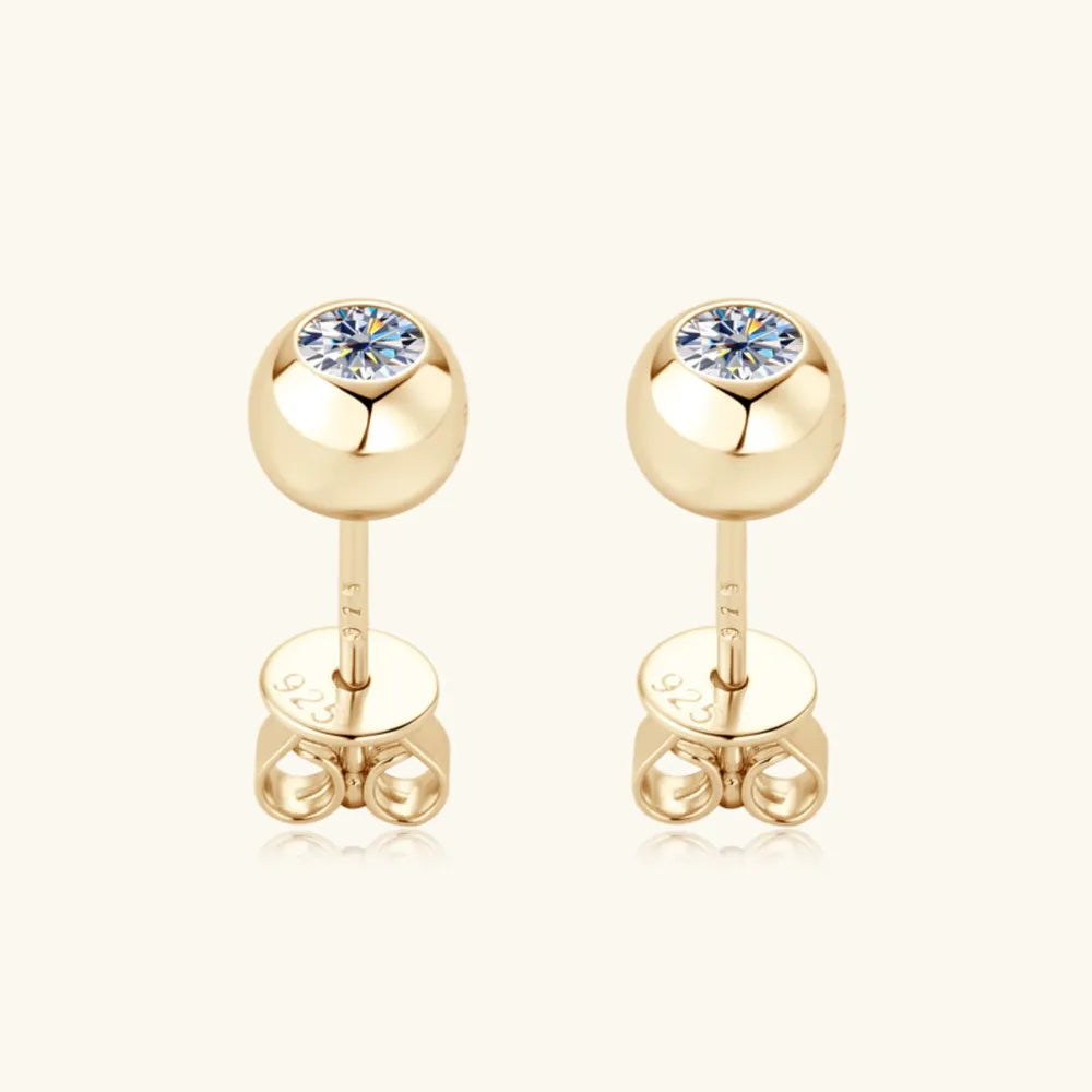Elegant Moissanite 925 Gold and Sterling Silver Stud Earrings