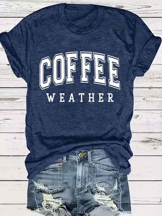 Hip COFFEE WEATHER Pattern ☕️ Short Sleeve T-shirt in Popular Colors 🌈 Maximize Savings, Grab 2 !
