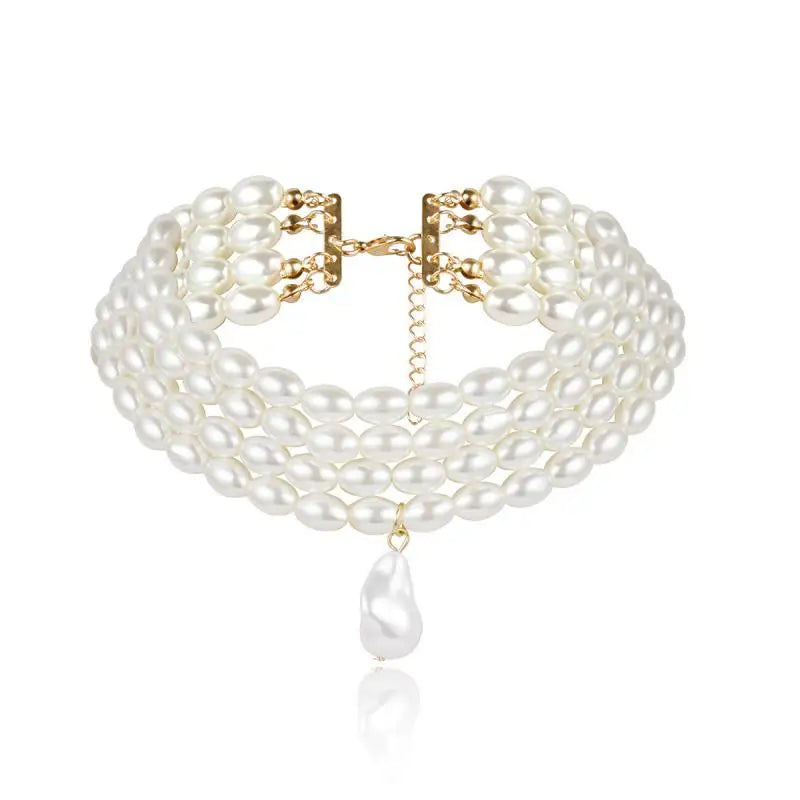 Stunning Fashion Alloy & Pearl Necklace -  Exquisite Temperament Multi-Layer Pendant Clavicle Chain