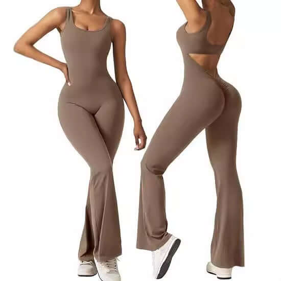 Women's Popular Sexy Yoga Flared Jumpsuit - Backless Vest Tight Fitting, Hip Lifting Sports Apparel 🧘‍♀️