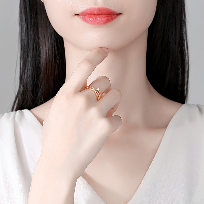 Women's Gorgeous Giftable Double-layered Star Ring 💝🌟 in White and Yellow Gold * Buy 2, Save More !