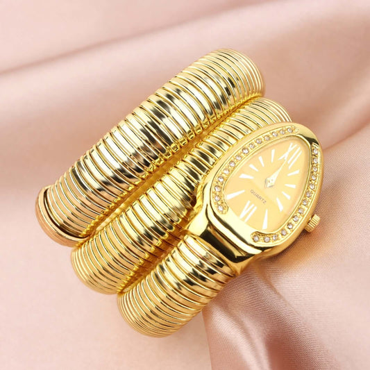 Women's Chic Snake Shaped Watch - Creative Quartz Fashion Bracelet in 4 Color Options