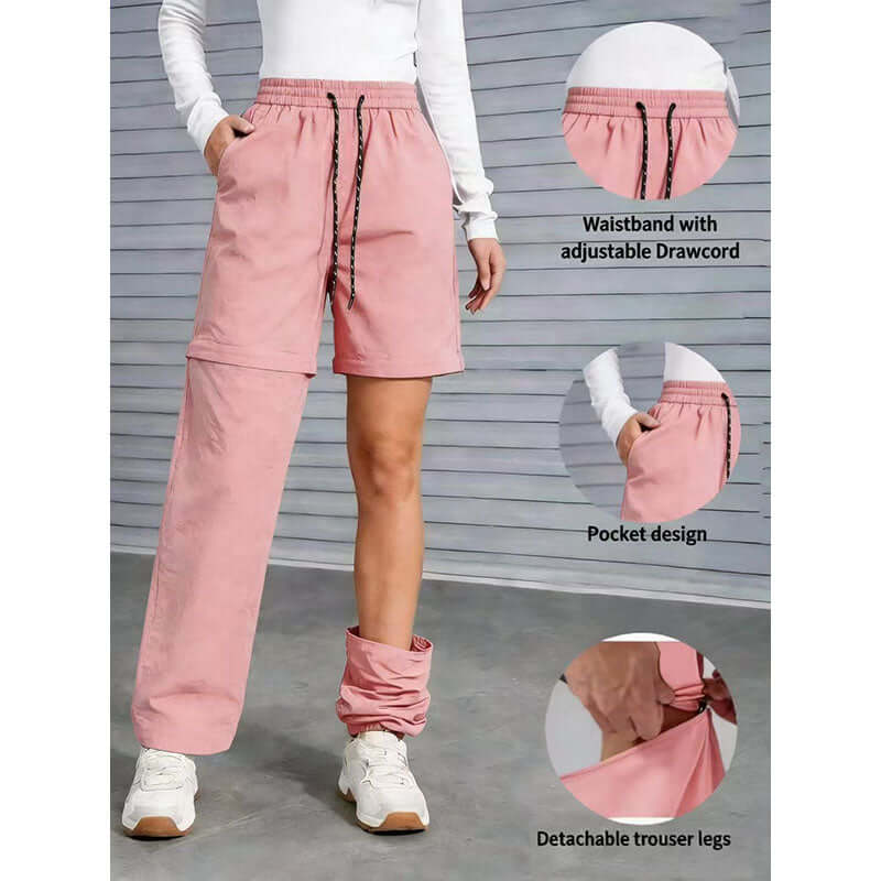 Women's Convertible Recreation Pants - Waterproof Quick-Dry Cargo Trousers with Zip-Off Legs