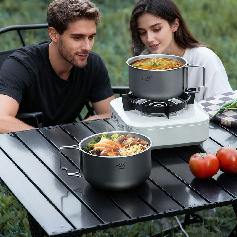 Stainless Steel Camping Pots - Buy 3, Save 10% - Automatic Discount at Checkout 🫕✂️🔖 Durable Titanium