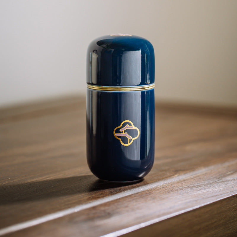 Japanese Ceramic Tea Jar - Vintage Appeal Mini Tea Storage Container