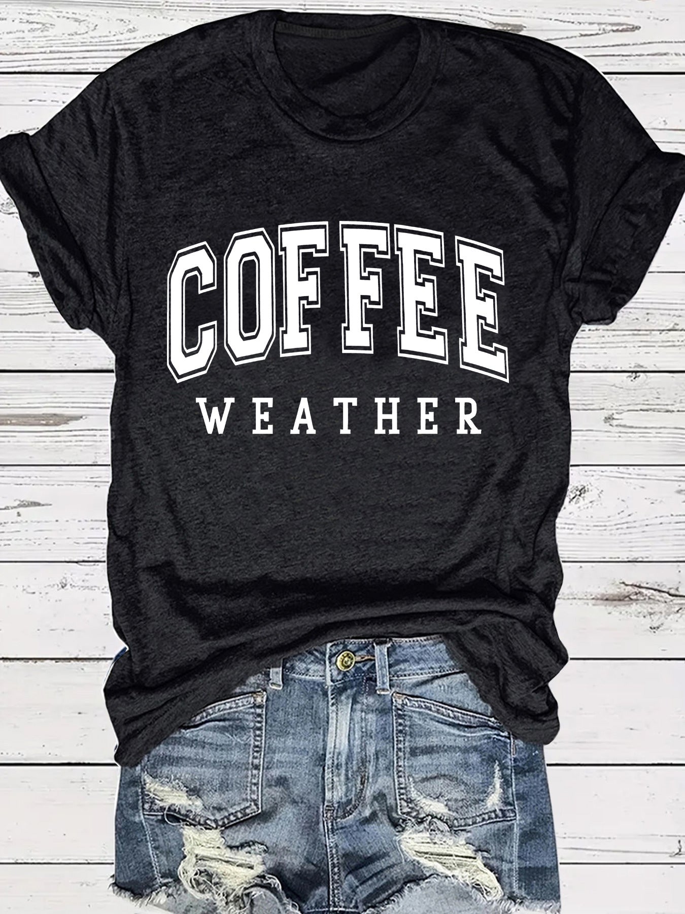 Hip COFFEE WEATHER Pattern ☕️ Short Sleeve T-shirt in Popular Colors 🌈 Maximize Savings, Grab 2 !