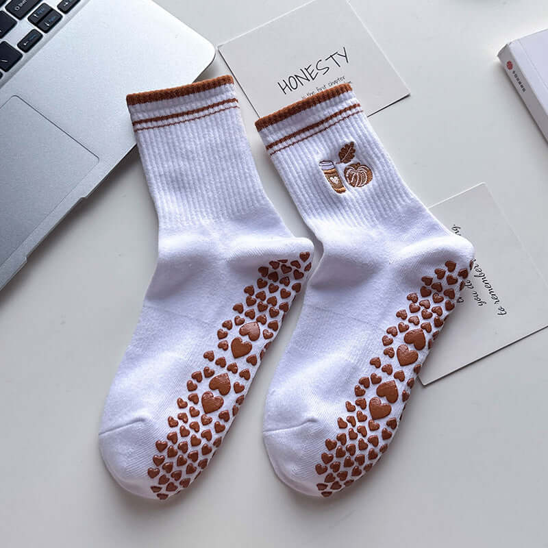 Hip Fun Graphics White Cotton Yoga Socks 🧘‍♀️🧦 for Women