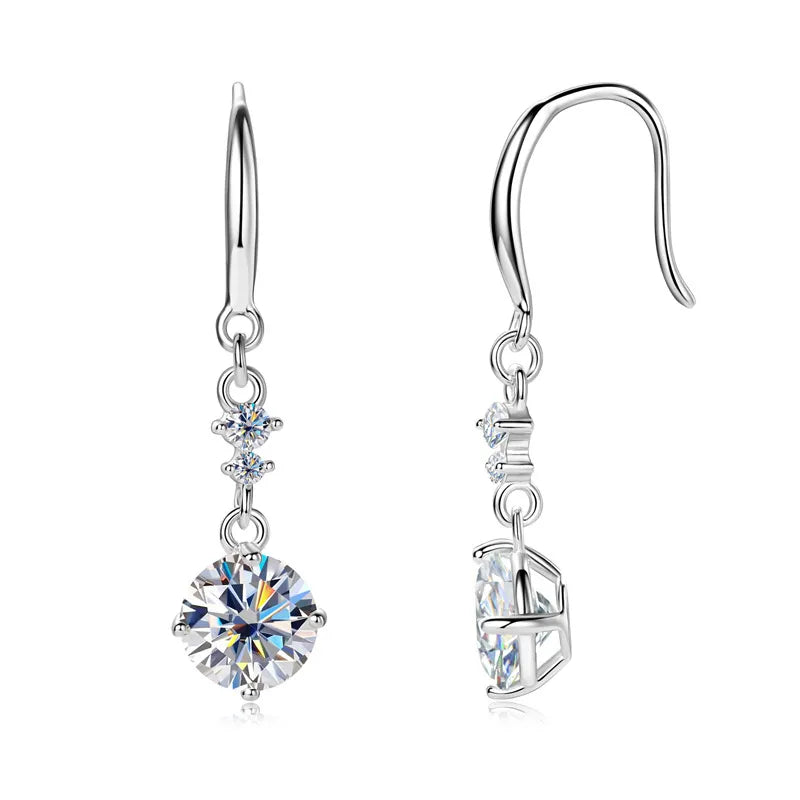 Stunning Brilliance ! 2 Carat Moissanite 925 Sterling Silver or Gold Earrings - Amazon Favorite 🥇