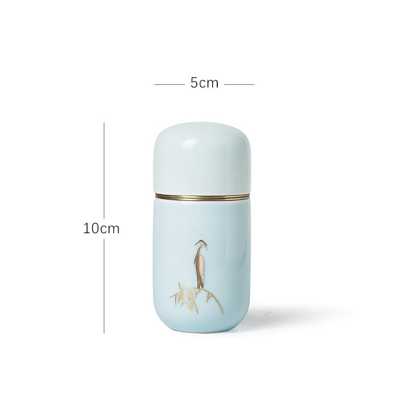 Japanese Ceramic Tea Jar - Vintage Appeal Mini Tea Storage Container