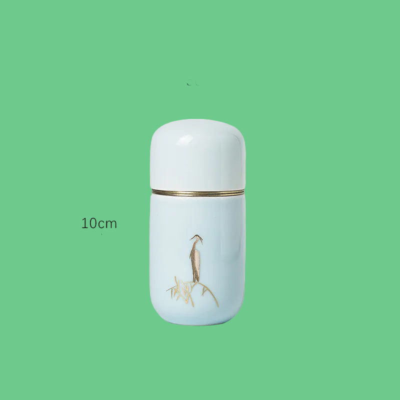 Japanese Ceramic Tea Jar - Vintage Appeal Mini Tea Storage Container