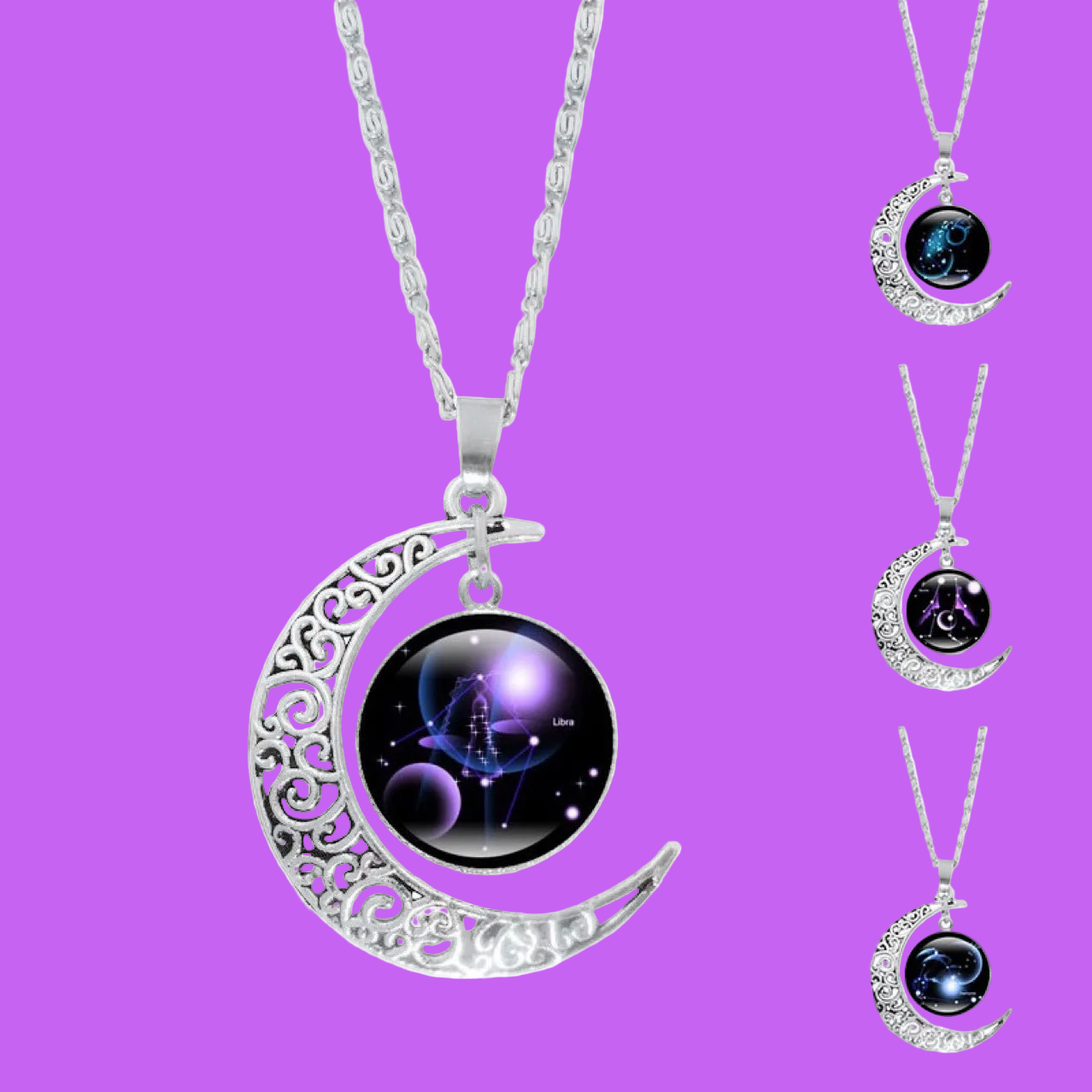 Gorgeous Zodiac Time Gem Luminous Necklace for Women - Simple Silver Moon Pendant Choker Giftable 💝