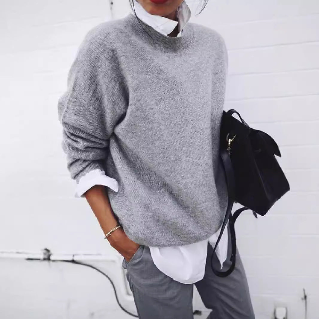 Women's Beautiful Basics Casual Sweater - Loose Fit Warm Polyester Pullover ♨️