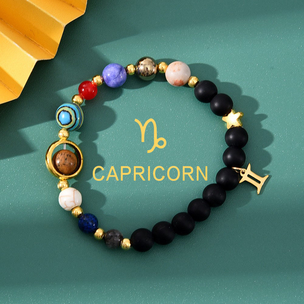 Super Cool Zodiac Beaded Bracelet - Natural Stone Beaded Tiger's Eye with Zodiac Picture Card 😎