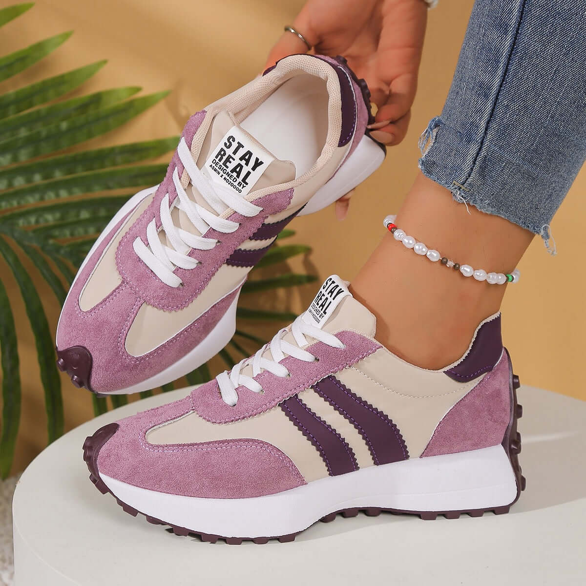 Women's Chunky Sole Athletic Sneakers - Height Increasing Sporty Fashion
