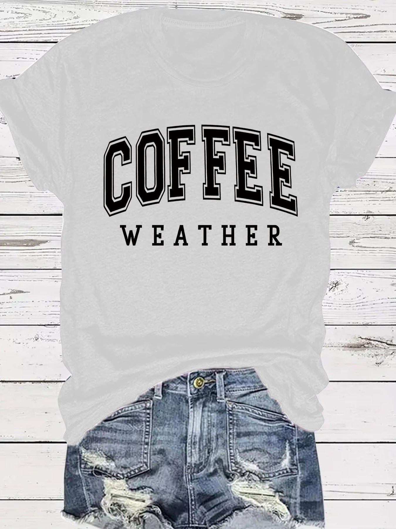Hip COFFEE WEATHER Pattern ☕️ Short Sleeve T-shirt in Popular Colors 🌈 Maximize Savings, Grab 2 !