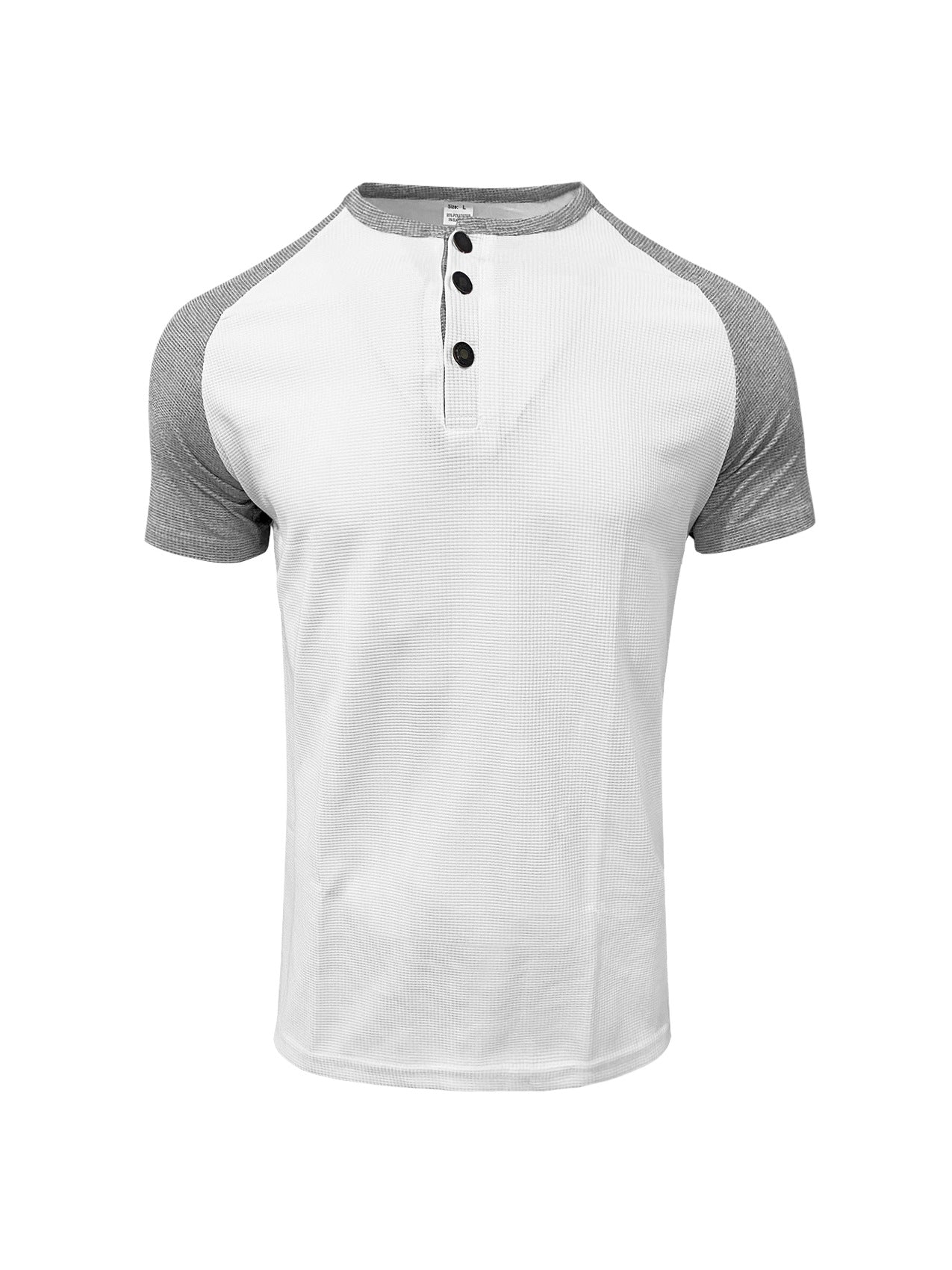 Men's Round Neck Trendy Sports Shirt - Solid with Offset Color Sleeves, Button Down Front 😎