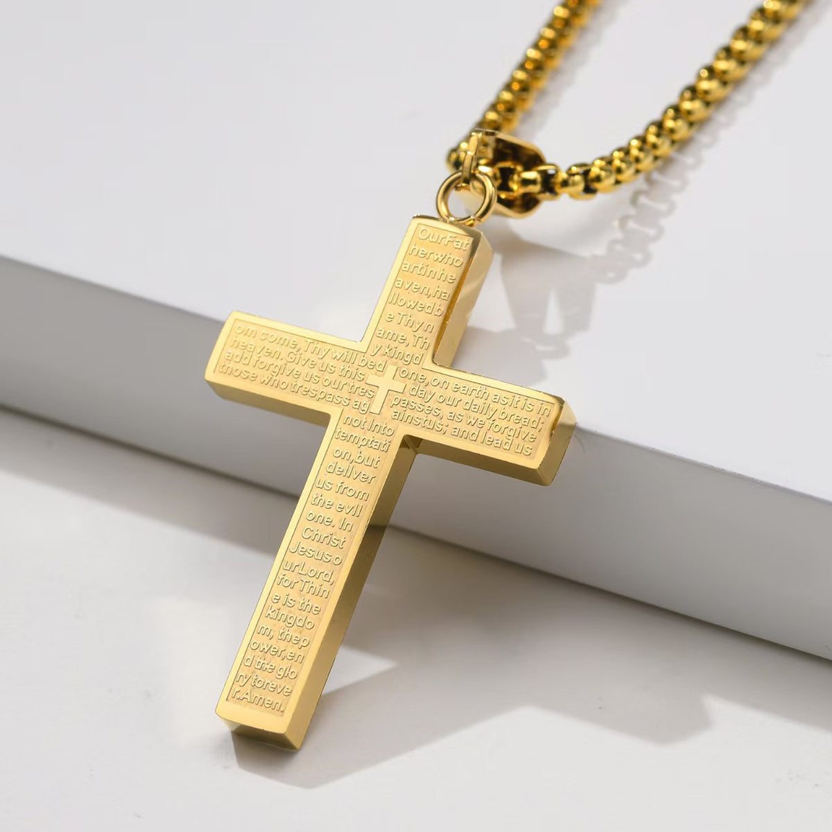 Lord's Prayer Cross Necklace | Titanium Steel Keepsake