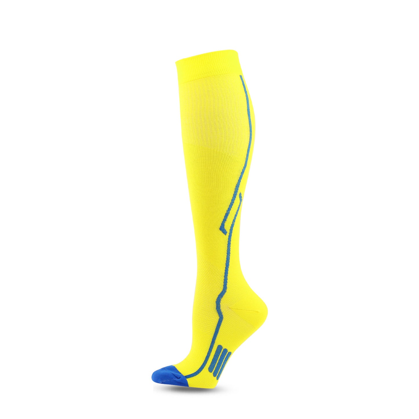 Sporty Nylon Professional Athletic Compression Socks - Breathable Sweat Absorbing Knee Length