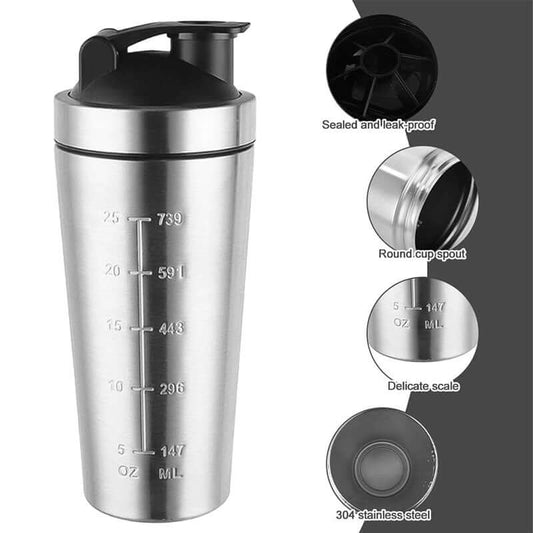 Sleek Durable 304 Stainless Steel Protein Shaker Bottle with Mixing Ball - Leak-Proof for Fitness & Sports ❄️♨️