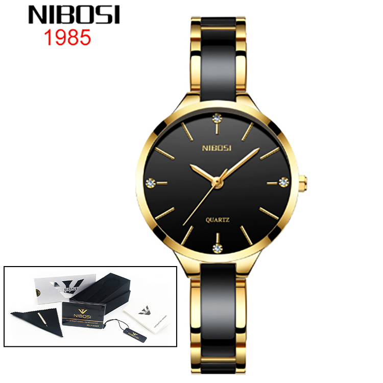 NIBOSI Couples Creative Luxury Ceramic Bracelet Watches - Quartz Movement, Waterproof 30M