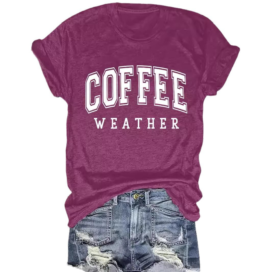 Hip COFFEE WEATHER Pattern ☕️ Short Sleeve T-shirt in Popular Colors 🌈 Maximize Savings, Grab 2 !