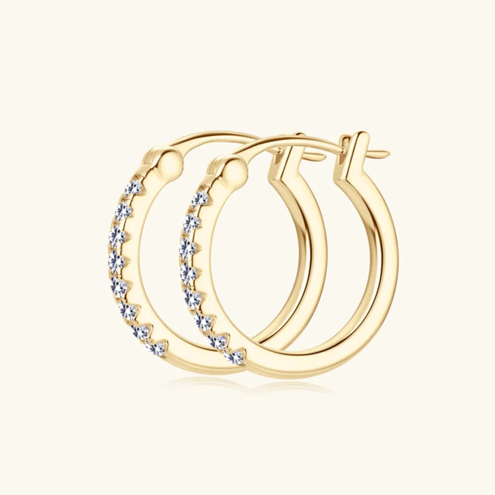 Moissanite Huggie Earrings - Stunning and Luxurious Gold and 925 Sterling Silver