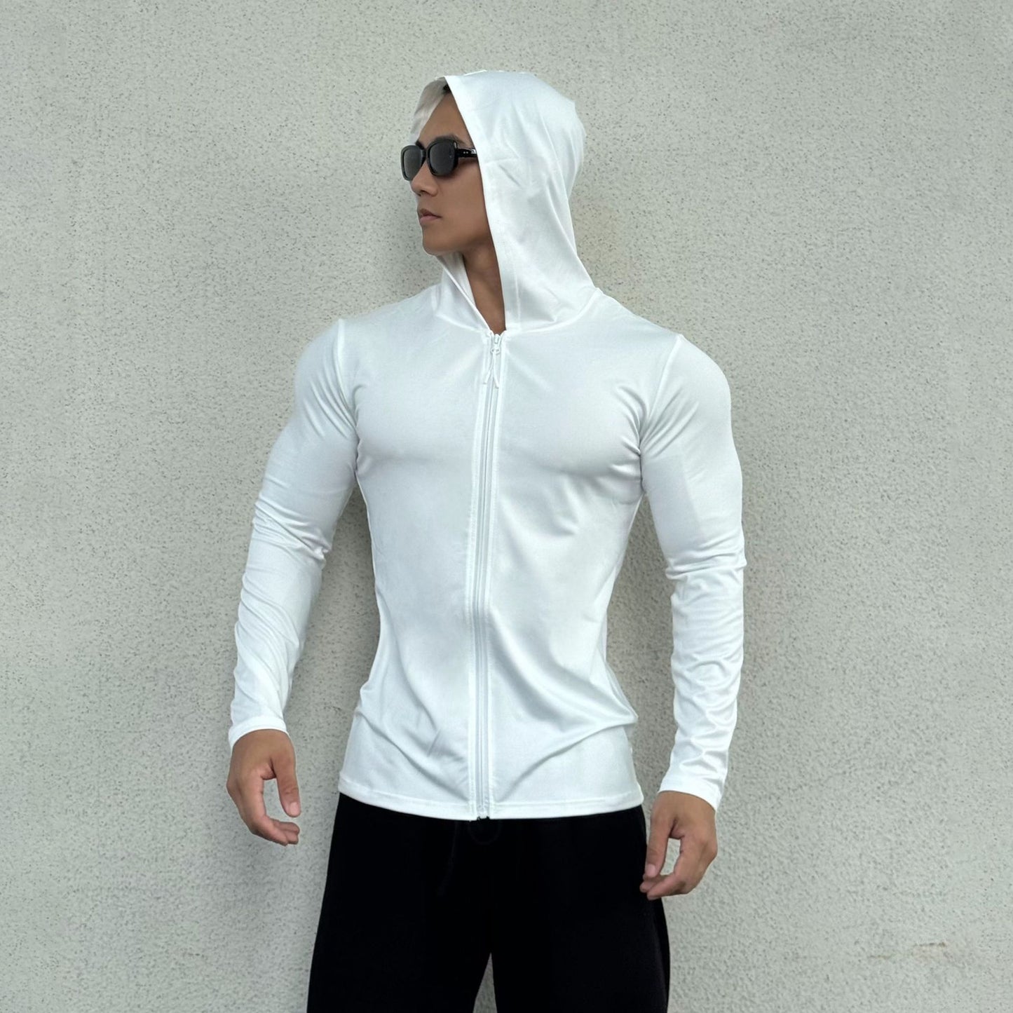 Hip Fashion Men's Lightweight Zip-Up Hooded Jacket - Body Form-fitted Styling