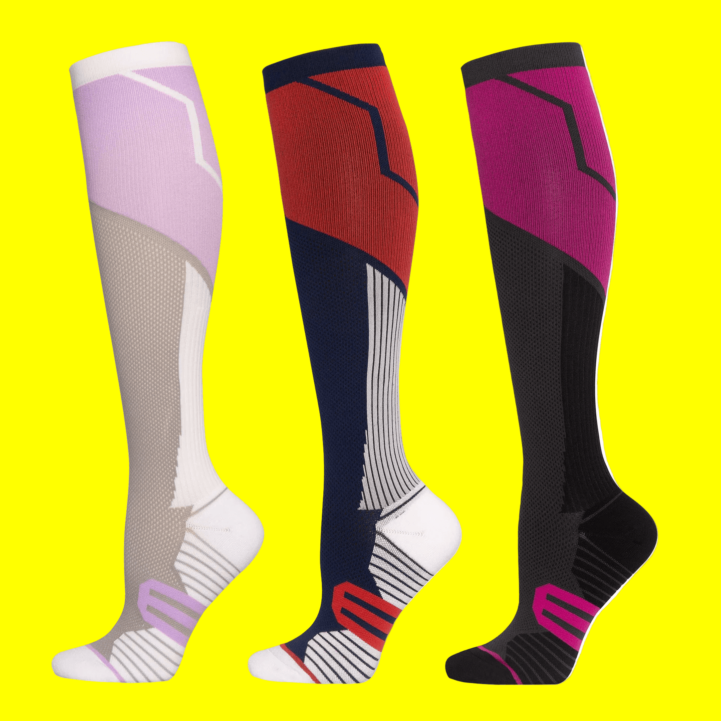 Athletic Over the Calf Sports Pressure Socks - Anti-Slip, Sweat Absorbing & Anti-friction