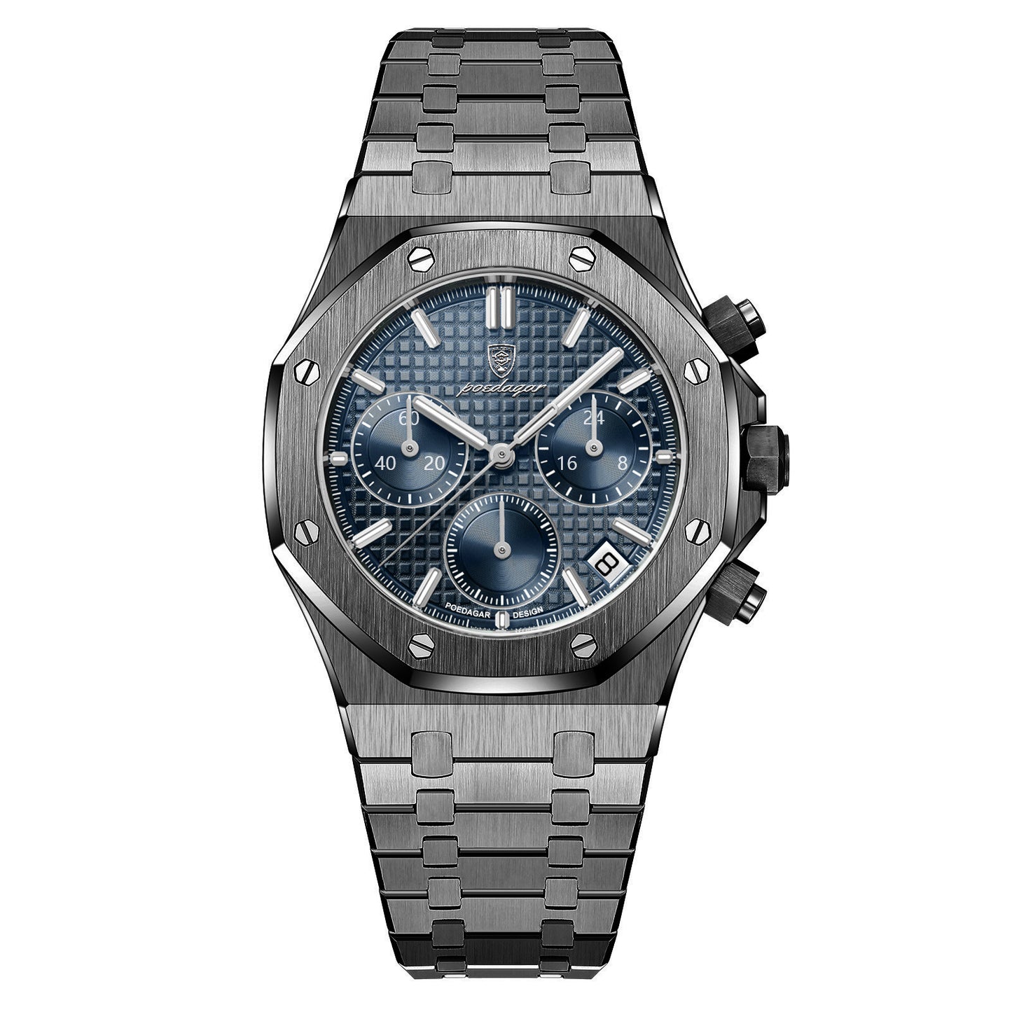 Men's Top End Classy Business Watch - Giftable Double Push Button Stainless Steel Chronograph ⌚️🎁