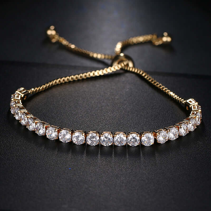 Women's Fashion Jewelry - Adjustable Tennis Bracelet - Round Stone Cubic Zirconia