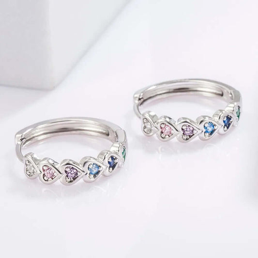 Women's Beautiful Heart Huggie Earrings ❤️ 925 Sterling Silver Inlaid Zircon