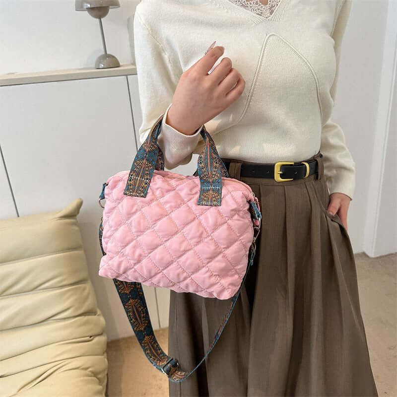 Quilted Casual Tote Bag-Handbag or Convert to Stylish Simple Crossbody Shoulder Bag 👜