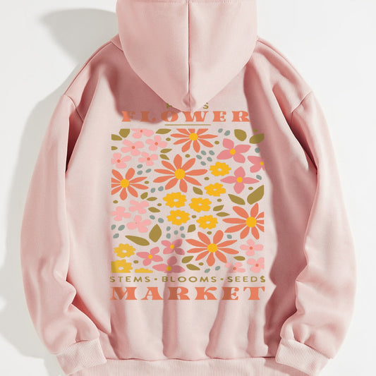 Trendy Oversized Floral Back Design Women's Hoodie 🌸
