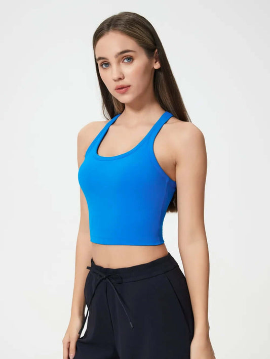 Best Seller ! Scoop Neck Activewear Tank Top with Detachable Chest Pads