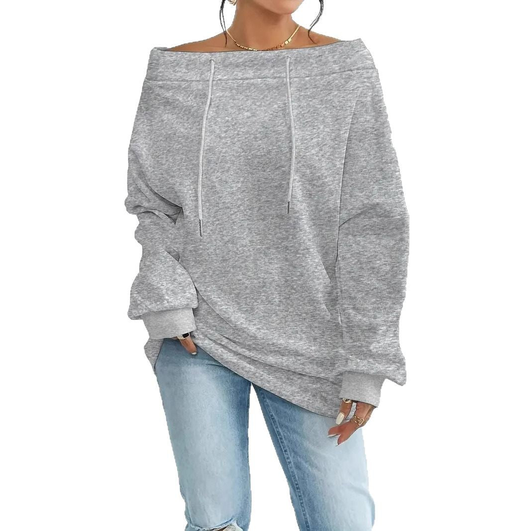 Women's Sporty Autumn & Winter Sweatshirt - Sexy Casual Off-Shoulder Drawstring Loose Fit ♨️