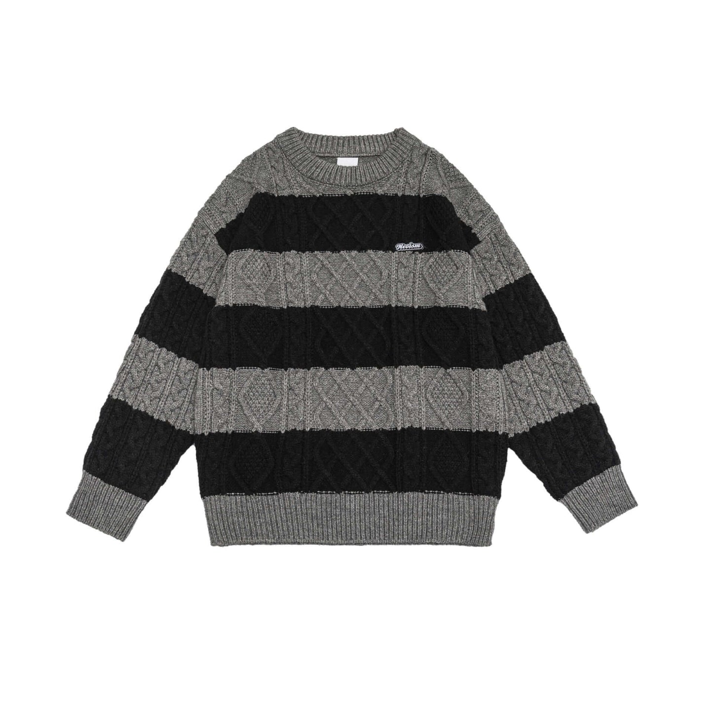 Unisex Classic Fashion Striped Sweater - Warm Round Neck Long Sleeved Soft Comfort