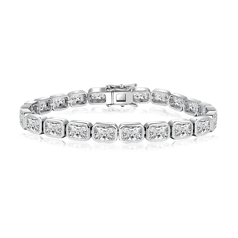 Beautiful Zircon Bracelet with Large Full Stones - Copper plated 18K gold in Gold, Silver & Silver + Pink