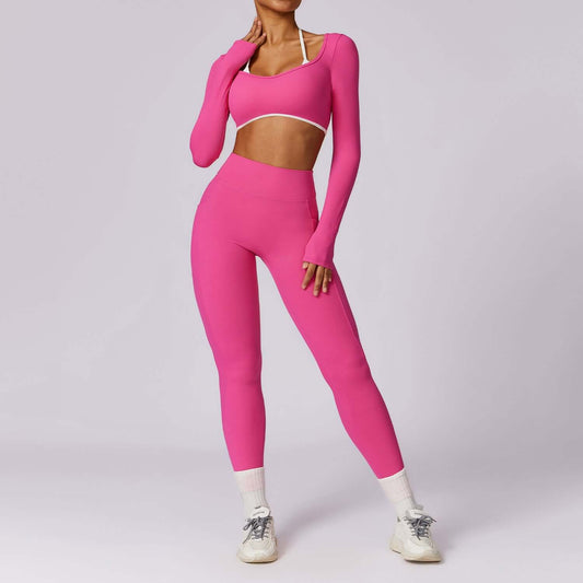 Women's Solid Color Yoga - Sports - Fitness Suit - Form Fitting & Breathable